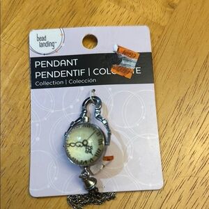 Bead Landing Silver Clock Pendant Necklace